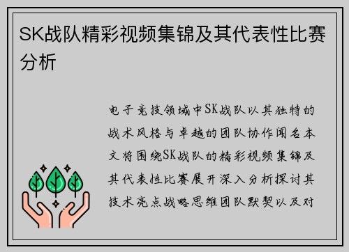 SK战队精彩视频集锦及其代表性比赛分析